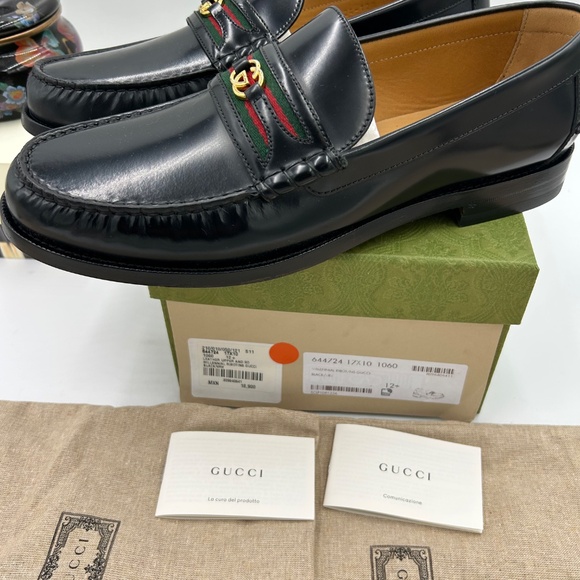 Men’s Gucci KAVEH interlocking G leather loafers size 12.5 made in Italy NWT - Picture 6 of 12